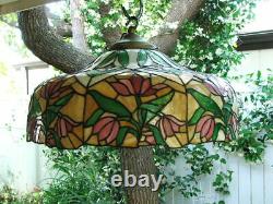 Arts and Crafts, Art Nouveau, Art Deco HANGING LEADED GLASS, STAINED GLASS LAMP