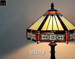 Artwork Tiffany Six-Sided Stained Glass Art Deco Table Lamp Bedside Lamp