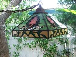 Authentic Early 1900s Antique Leaded, Stained Glass Hanging Lamp, the Real Deal