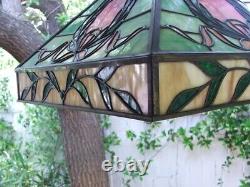 Authentic Early 1900s Antique Leaded, Stained Glass Hanging Lamp, the Real Deal