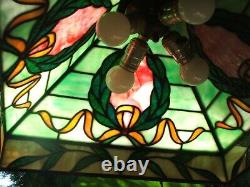 Authentic Early 1900s Antique Leaded, Stained Glass Hanging Lamp, the Real Deal