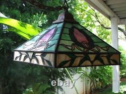 Authentic Early 1900s Antique Leaded, Stained Glass Hanging Lamp, the Real Deal