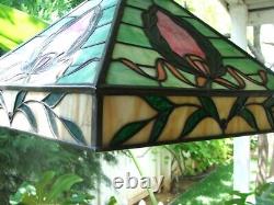 Authentic Early 1900s Antique Leaded, Stained Glass Hanging Lamp, the Real Deal