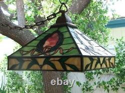 Authentic Early 1900s Antique Leaded, Stained Glass Hanging Lamp, the Real Deal