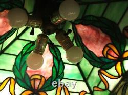 Authentic Early 1900s Antique Leaded, Stained Glass Hanging Lamp, the Real Deal