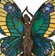 Blue Green Butterfly Lady Tiffany Style Stained Glass 17 Table Accent Lamp