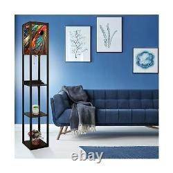BVCAHSAW Colorful Stained Glass Spiral Floor Lamp with Shelves USB Ports & Po