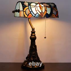 Banker Lamp 15 Tall Tiffany Desk Lamp Stained Glass Handmade Cloudy Style Adjus