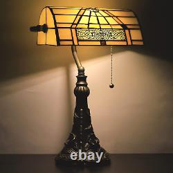 Banker Lamp Tiffany Desk Lamp Victorian Yellow Stained Glass Piano Lamp, 15 Tal