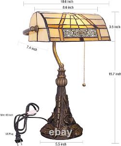 Banker Lamp Tiffany Desk Lamp Victorian Yellow Stained Glass Piano Lamp, 15 Tal