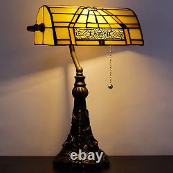 Banker Lamp Tiffany Desk Lamp Victorian Yellow Stained Glass Piano Lamp, 15 Tal