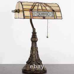 Banker Lamp Tiffany Desk Lamp Victorian Yellow Stained Glass Piano Lamp, 15 Tal