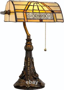 Banker Lamp Tiffany Desk Lamp Victorian Yellow Stained Glass Piano Lamp, 15 Tal