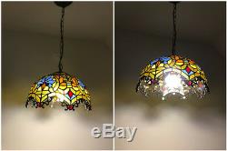 Baroque Chandelier Tiffany Ceiling Light Colored Glass Restaurant Pendant Lamp