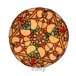 Baroque Round Stained Glass Ceiling Light Tiffany Style Flush Mount Lamp Fixture