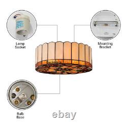 Baroque Round Stained Glass Ceiling Light Tiffany Style Flush Mount Lamp Fixture