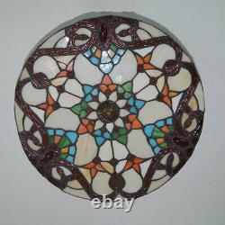 Baroque Round Stained Glass Ceiling Light Tiffany Style Flush Mount Lamp Fixture