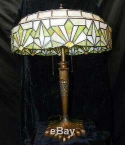 Beautiful 1920's Lamb Brothers & Green Stained Glass lamp