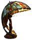 Beautiful Flying Lady Lamp, Tiffany Style Stain Glass, Tiger's Eye Wings, 26 In