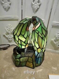 Beautiful Stained Glass Love Birds Lamp 12 Tall