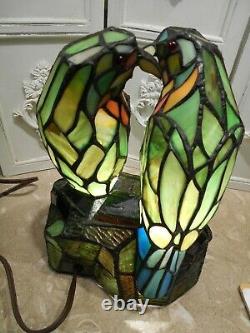 Beautiful Stained Glass Love Birds Lamp 12 Tall