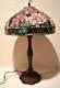 Beautiful Tiffany Style Art Stained Glass Pink Lotus Flower Table Lamp 2 Light