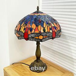 Beautiful Tiffany Table Lamp Red Dragonfly Style Stained Glass Home Decor 18