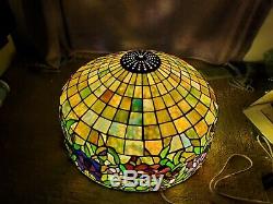 Beautiful Vintage TIFFANY STYLE stained glass LAMP shade 19.5inch diameter×12in