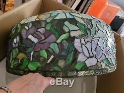 Beautiful Vintage TIFFANY STYLE stained glass LAMP shade 19.5inch diameter×12in