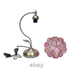 Bedroom Bedside Lamp Pink Stained Glass Table/Desk Lamp withPetal Lampshade E27