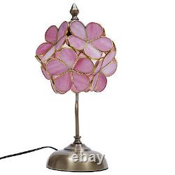 Bedroom Bedside Lamp Pink Stained Glass Table/Desk Lamp withPetal Lampshade E27