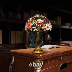 Bedside Table Lamp LED E26 Bulb Tiffany Stained Glass Grape Rose Handmade Shade