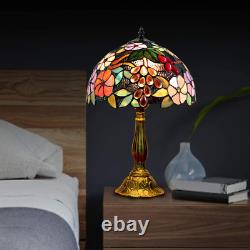 Bedside Table Lamp LED E26 Bulb Tiffany Stained Glass Grape Rose Handmade Shade