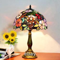 Bedside Table Lamp LED E26 Bulb Tiffany Stained Glass Grape Rose Handmade Shade