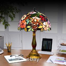 Bedside Table Lamp LED E26 Bulb Tiffany Stained Glass Grape Rose Handmade Shade