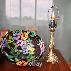 Bedside Table Lamp LED E26 Bulb Tiffany Stained Glass Grape Rose Handmade Shade