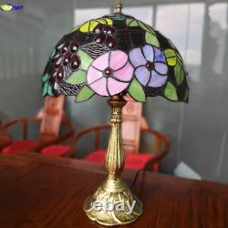 Bedside Table Lamp LED E26 Bulb Tiffany Stained Glass Grape Rose Handmade Shade
