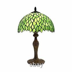 Bedside Table Lamp Light 18 Tiffany Green Wisteria Stained Glass Shade Modern