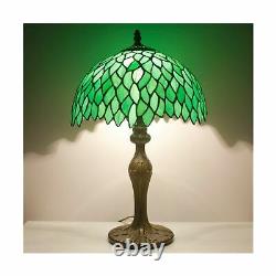 Bedside Table Lamp Light 18 Tiffany Green Wisteria Stained Glass Shade Modern