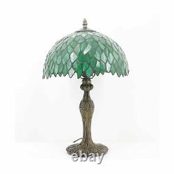 Bedside Table Lamp Light 18 Tiffany Green Wisteria Stained Glass Shade Modern