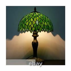 Bedside Table Lamp Light 18 Tiffany Green Wisteria Stained Glass Shade Modern