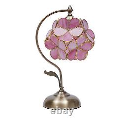 Bedside Table Lamp Stained Glass Pink Flower Glass Table Desk Reading Light