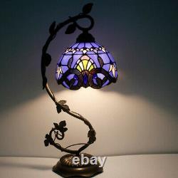 Bedside Table Lamp Stained Glass Tiffany Style Banker Desk Reading Light Bedroom
