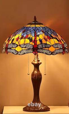 Bieye Dragonfly Tiffany Style Stained Glass Table Lamp 16w X 24h