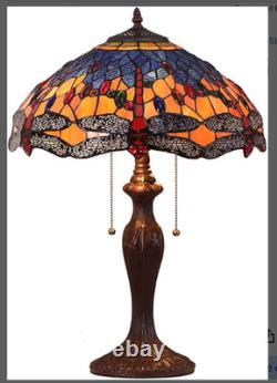 Bieye Dragonfly Tiffany Style Stained Glass Table Lamp 16w X 24h