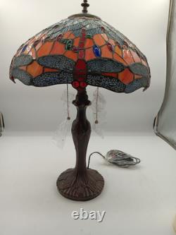 Bieye Dragonfly Tiffany Style Stained Glass Table Lamp 16w X 24h