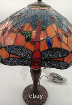 Bieye Dragonfly Tiffany Style Stained Glass Table Lamp 16w X 24h