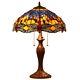 Bieye Dragonfly Tiffany Style Stained Glass Table Lamp Bedside 16w Orange Blue