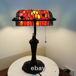 Bieye L10057 Dragonfly Tiffany Style Stained Glass Bankers Desk Lamp Table Lamp