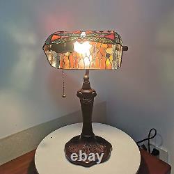 Bieye L10057 Dragonfly Tiffany Style Stained Glass Bankers Desk Lamp Table Lamp